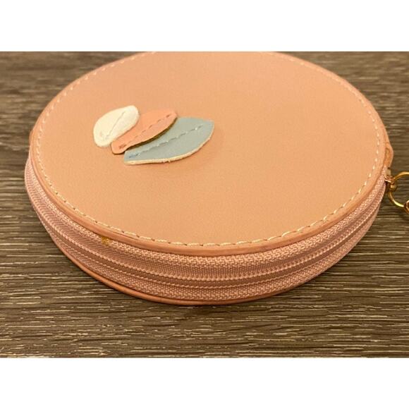 Pink Round Coin Purse Case Key Ring NEW - Picture 2 of 2
